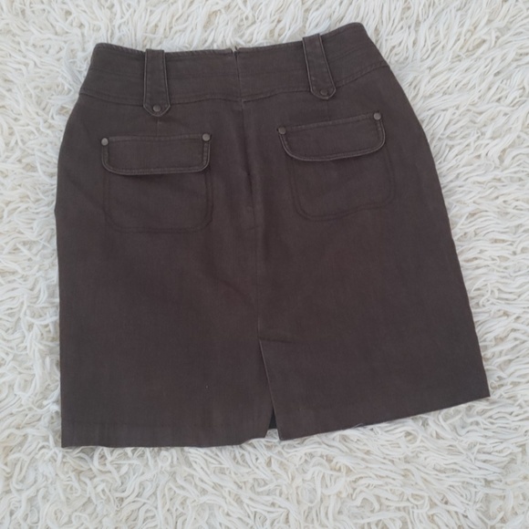 Knee Length Jean Skirt Chocolate Color - Picture 2 of 2